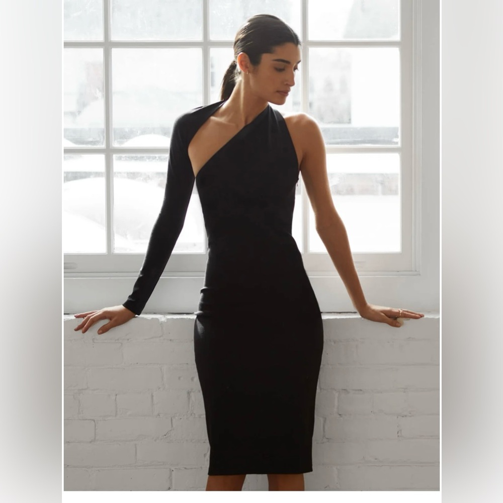 Black and White Asymmetrical One-Shoulder Cocktail Dress